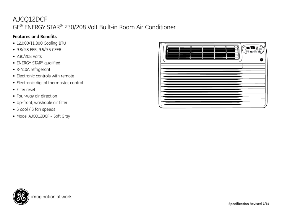 Ajcq12dcf, Energy star | GE AJCQ12DCF User Manual | Page 3 / 3