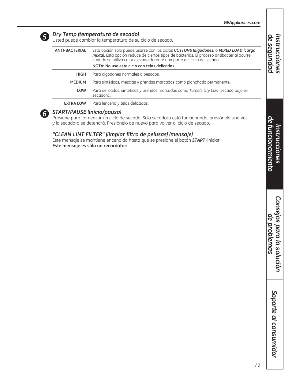 GE DCVH480EKWW User Manual | Page 79 / 108