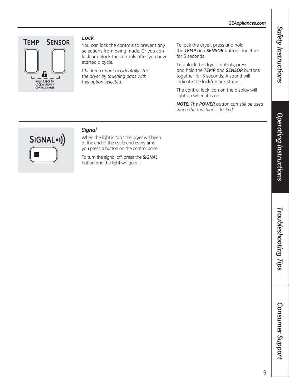 GE DCVH480EKWW User Manual | Page 9 / 108