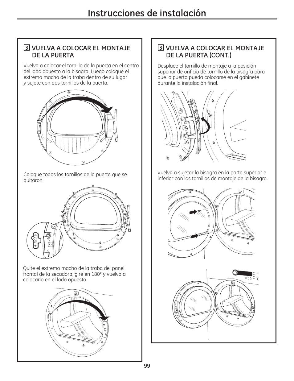 Instrucciones de instalación | GE DCVH480EKWW User Manual | Page 99 / 108