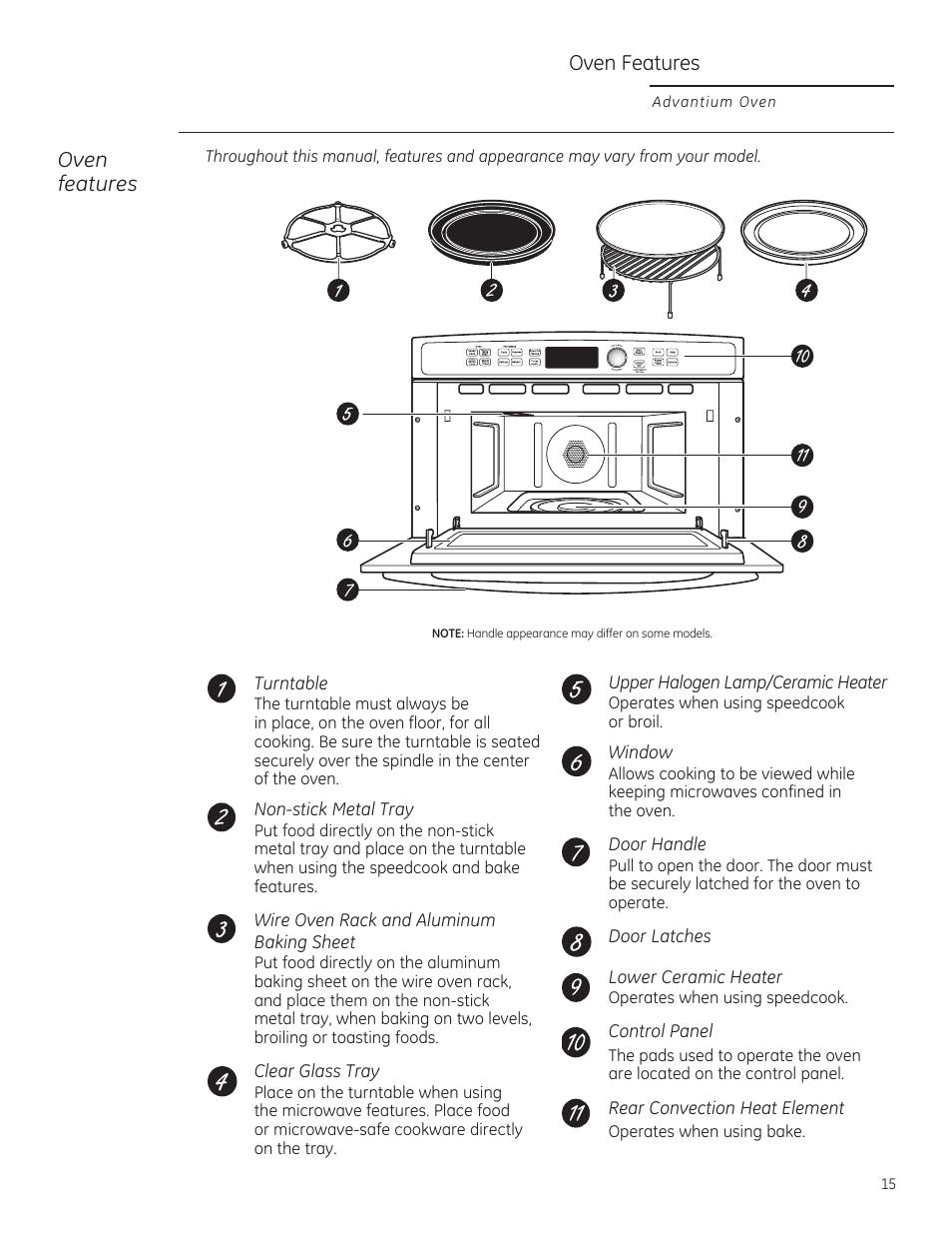 Oven features | GE PSB9100DFBB User Manual | Page 15 / 76