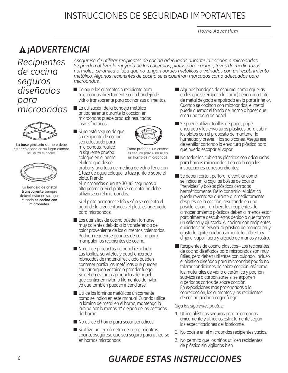 Advertencia, Instrucciones de seguridad importantes, Guarde estas instrucciones | GE PSB9100DFBB User Manual | Page 46 / 76