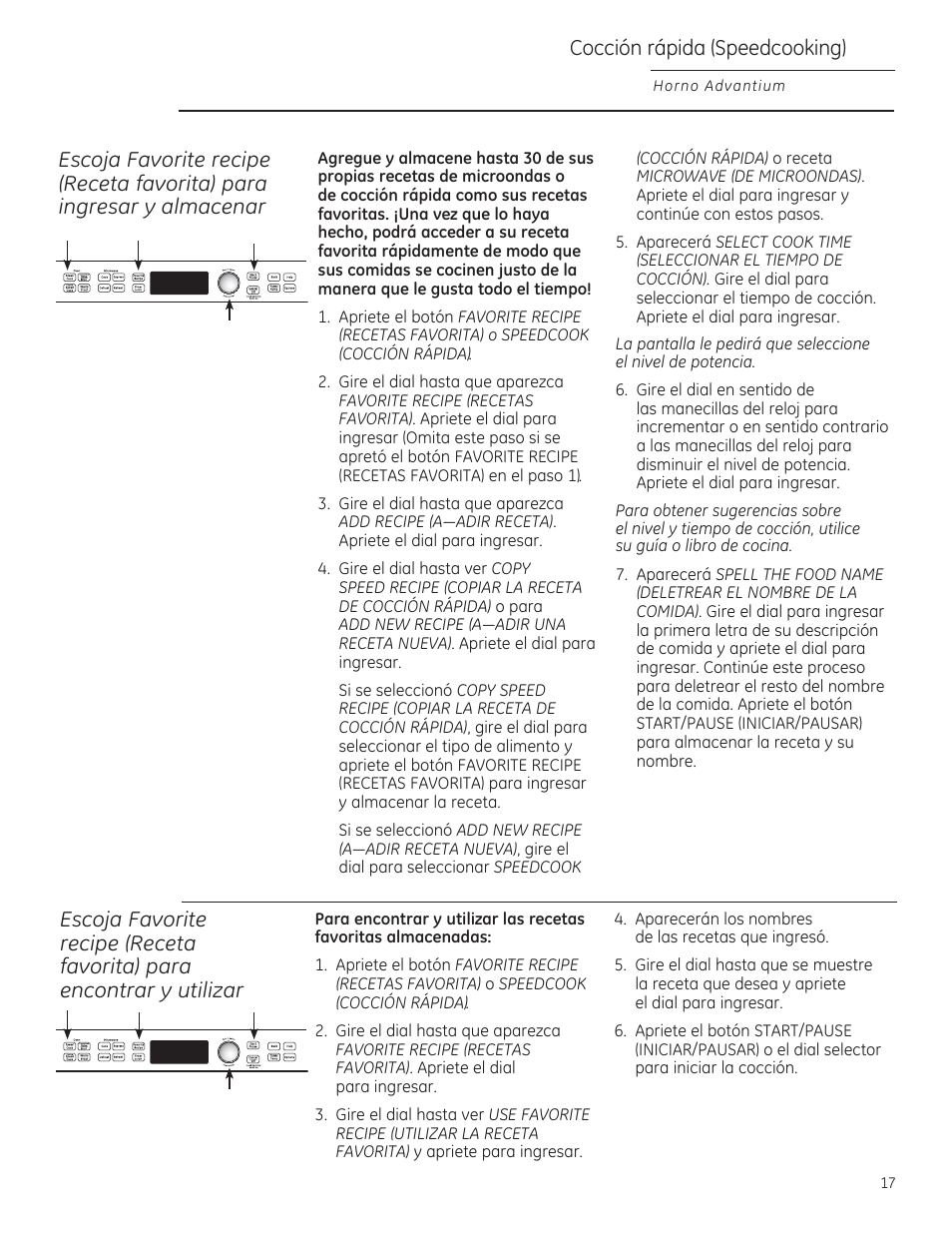 Cocción rápida (speedcooking) | GE PSB9100DFBB User Manual | Page 57 / 76