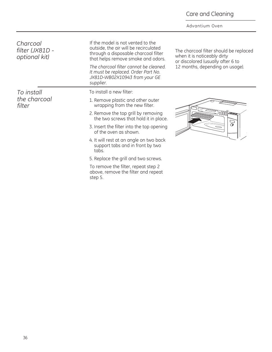 Саге and cleaning | GE CSA1201RSS User Manual | Page 36 / 80