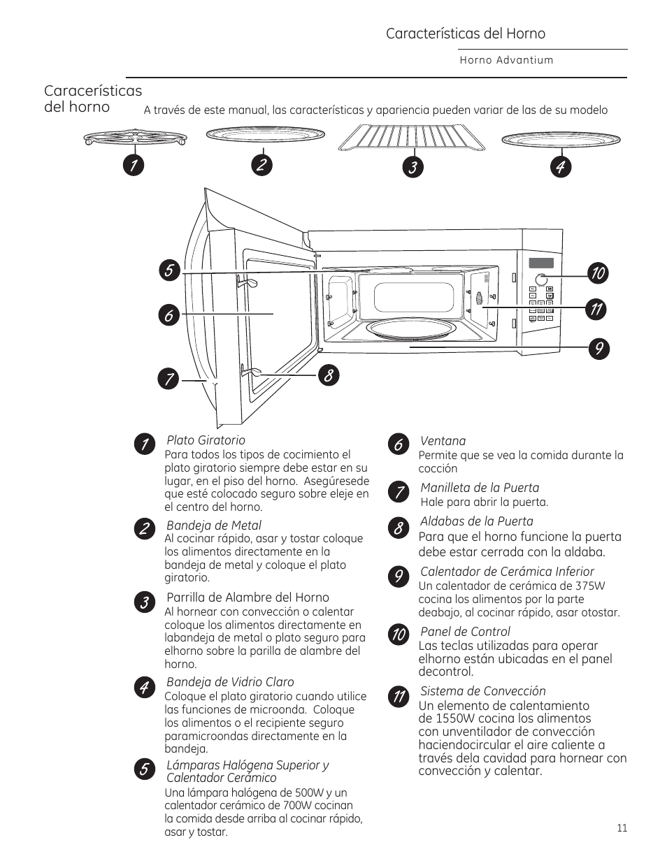 Características del horno, Caracerísticas | GE CSA1201RSS User Manual | Page 51 / 80