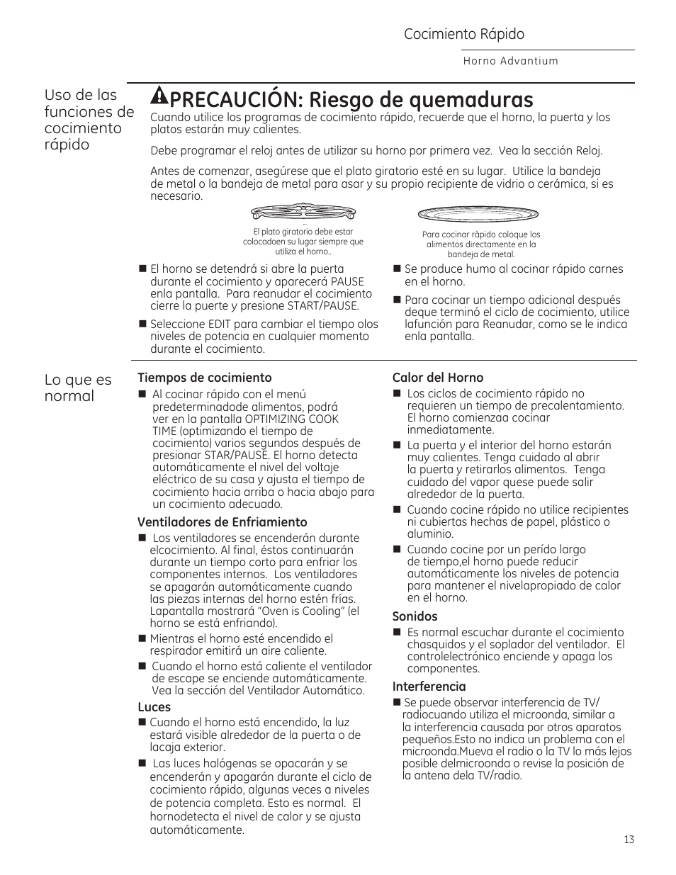 Precaución: riesgo de quemaduras, Uso de las funciones de cocimiento rápido, Lo que es | Cocimiento rápido | GE CSA1201RSS User Manual | Page 53 / 80