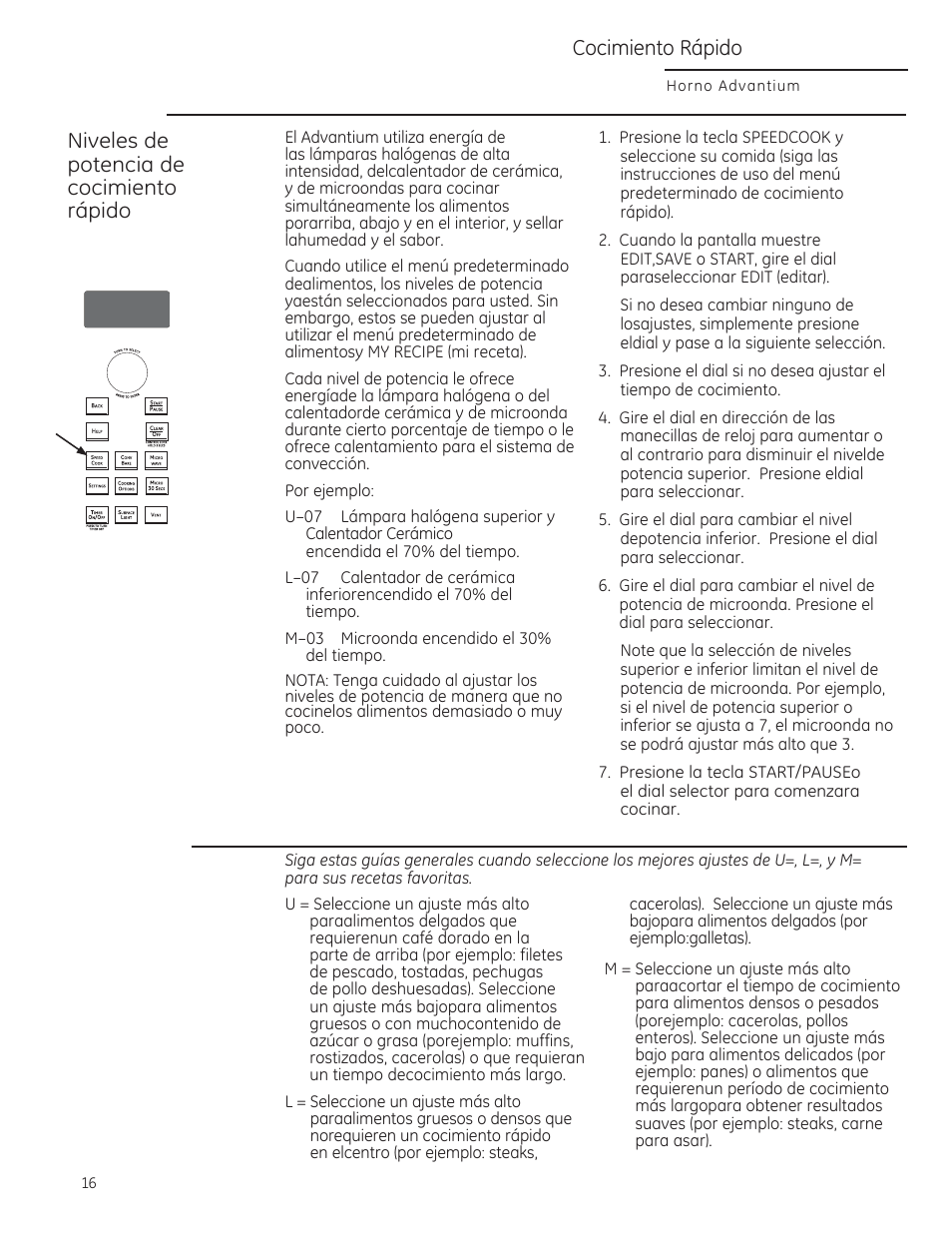 Niveles de potencia de cocimiento rápido, Cocimiento rápido | GE CSA1201RSS User Manual | Page 56 / 80