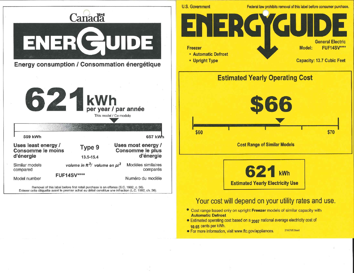 GE FUF14SVRWW User Manual | 1 page