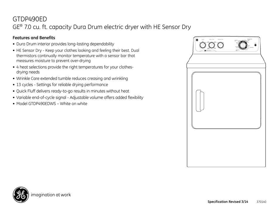 Gtdp490ed | GE GTDP490EDWS User Manual | Page 3 / 3
