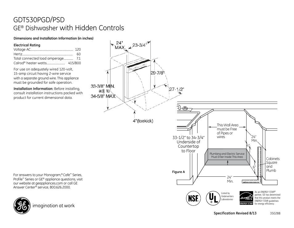 GE GDT530PSDSS User Manual | 2 pages