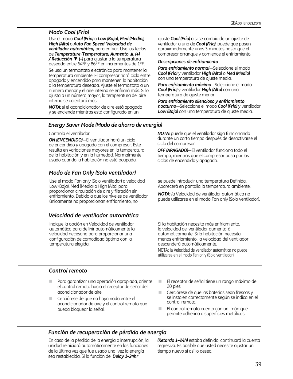GE AEQ12DQ User Manual | Page 39 / 48