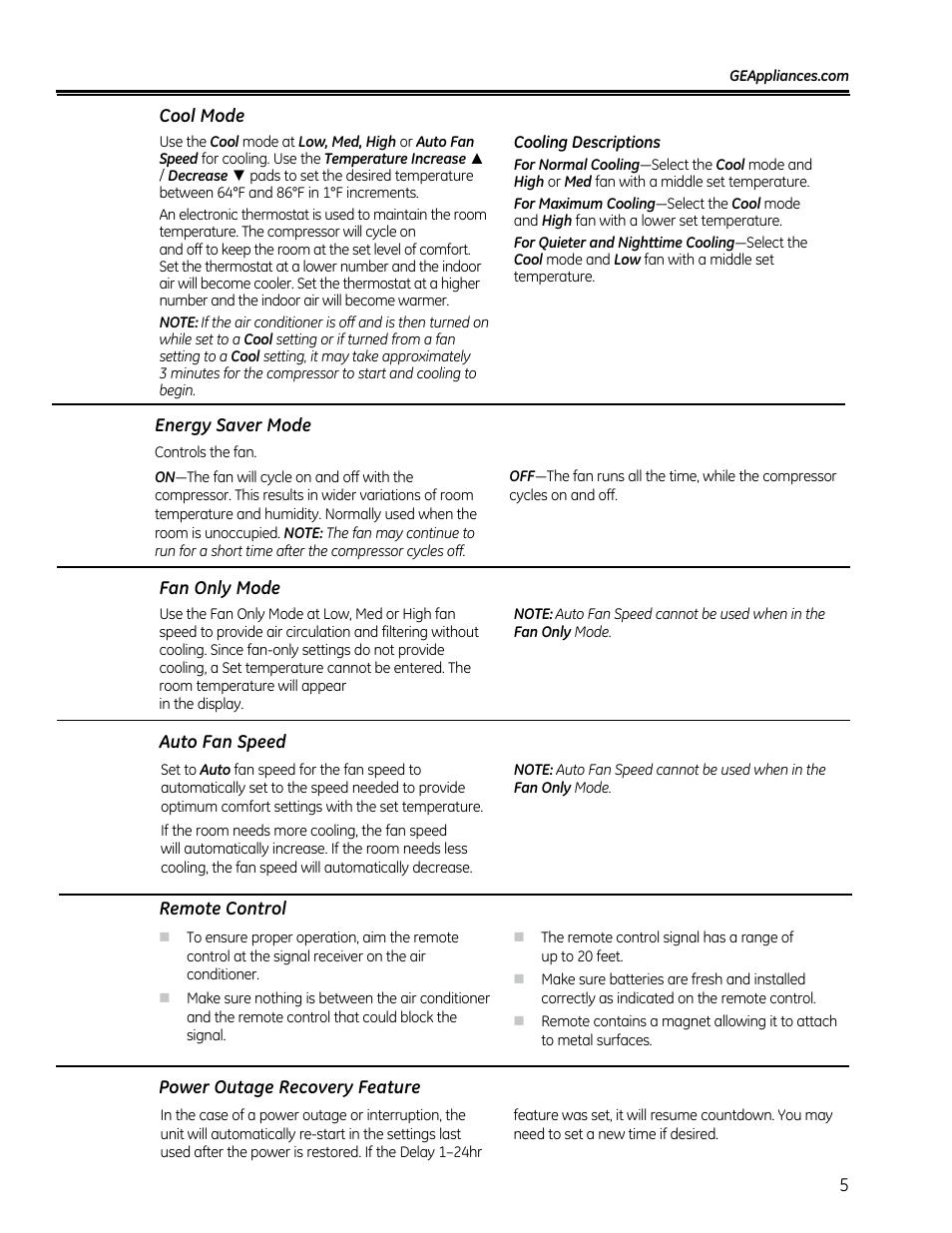 GE AEQ12DQ User Manual | Page 5 / 48