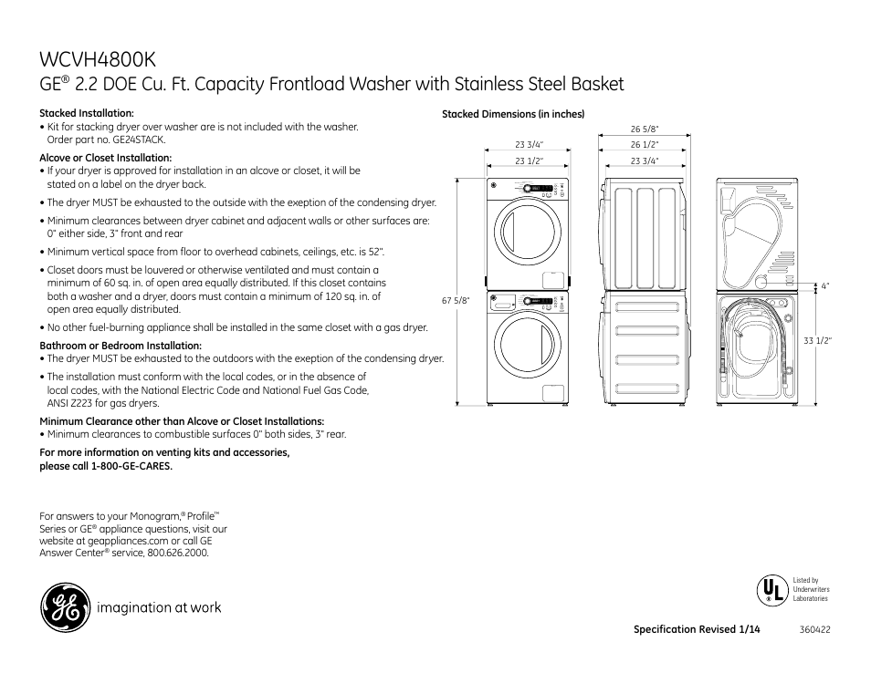 Wcvh4800k | GE WCVH4800KWW User Manual | Page 2 / 3