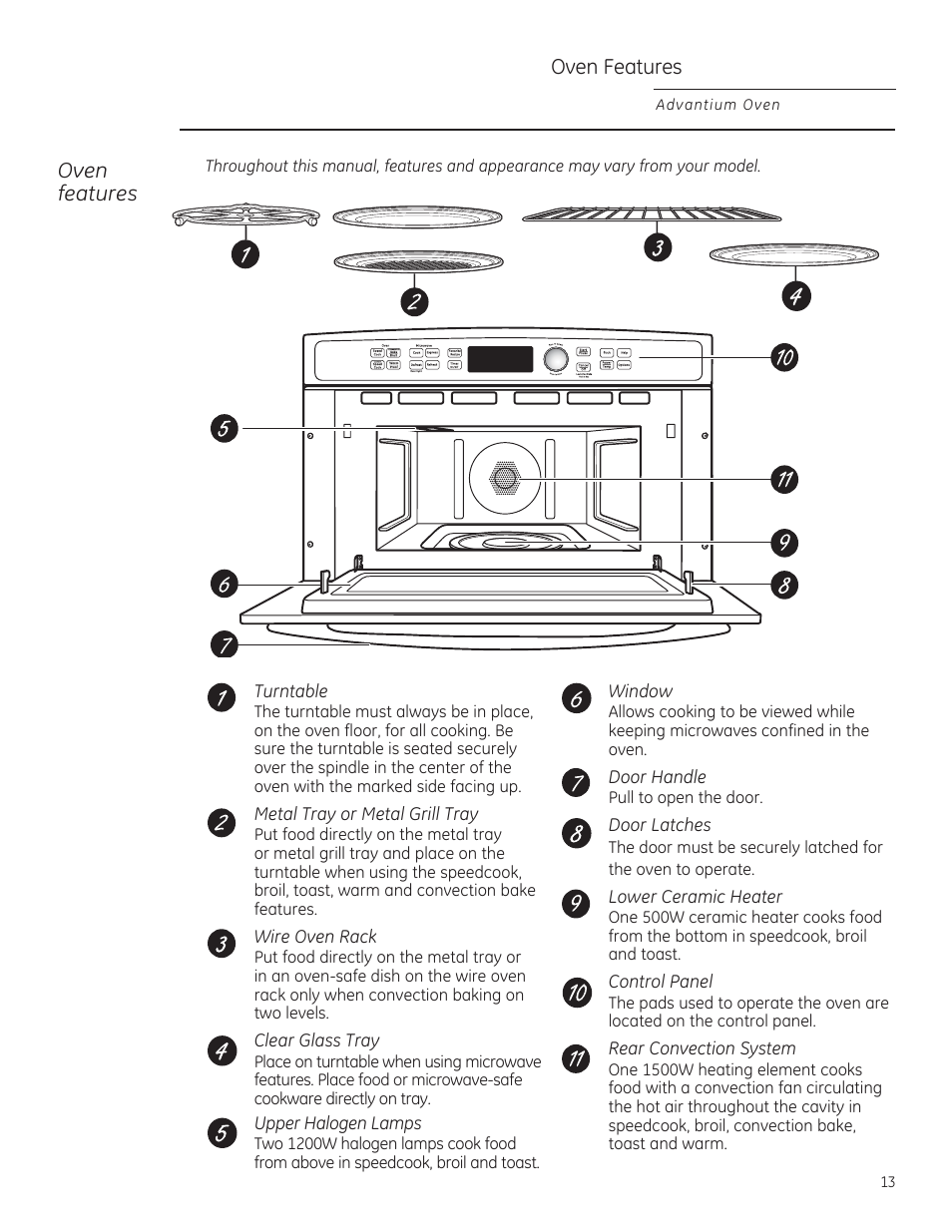 Oven features | GE PSB9240DFBB User Manual | Page 13 / 76