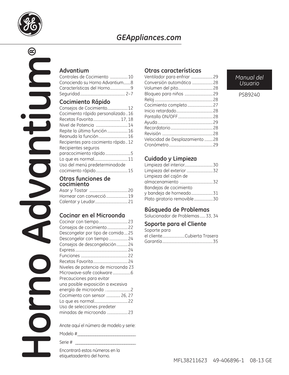 40686-1_lores_sp, Horno advantium | GE PSB9240DFBB User Manual | Page 41 / 76