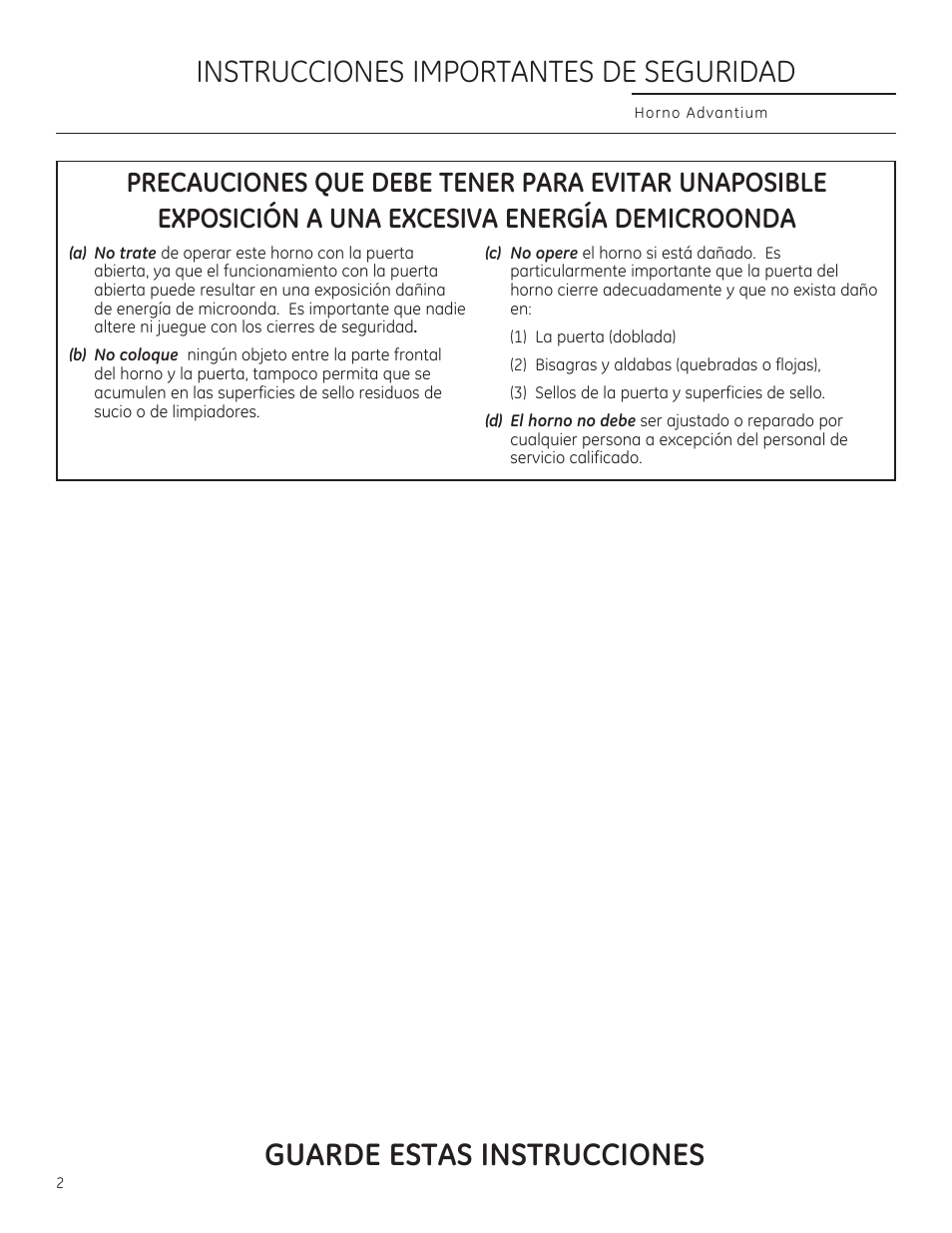 Guarde estas instrucciones, Instrucciones importantes de seguridad | GE PSB9240DFBB User Manual | Page 42 / 76