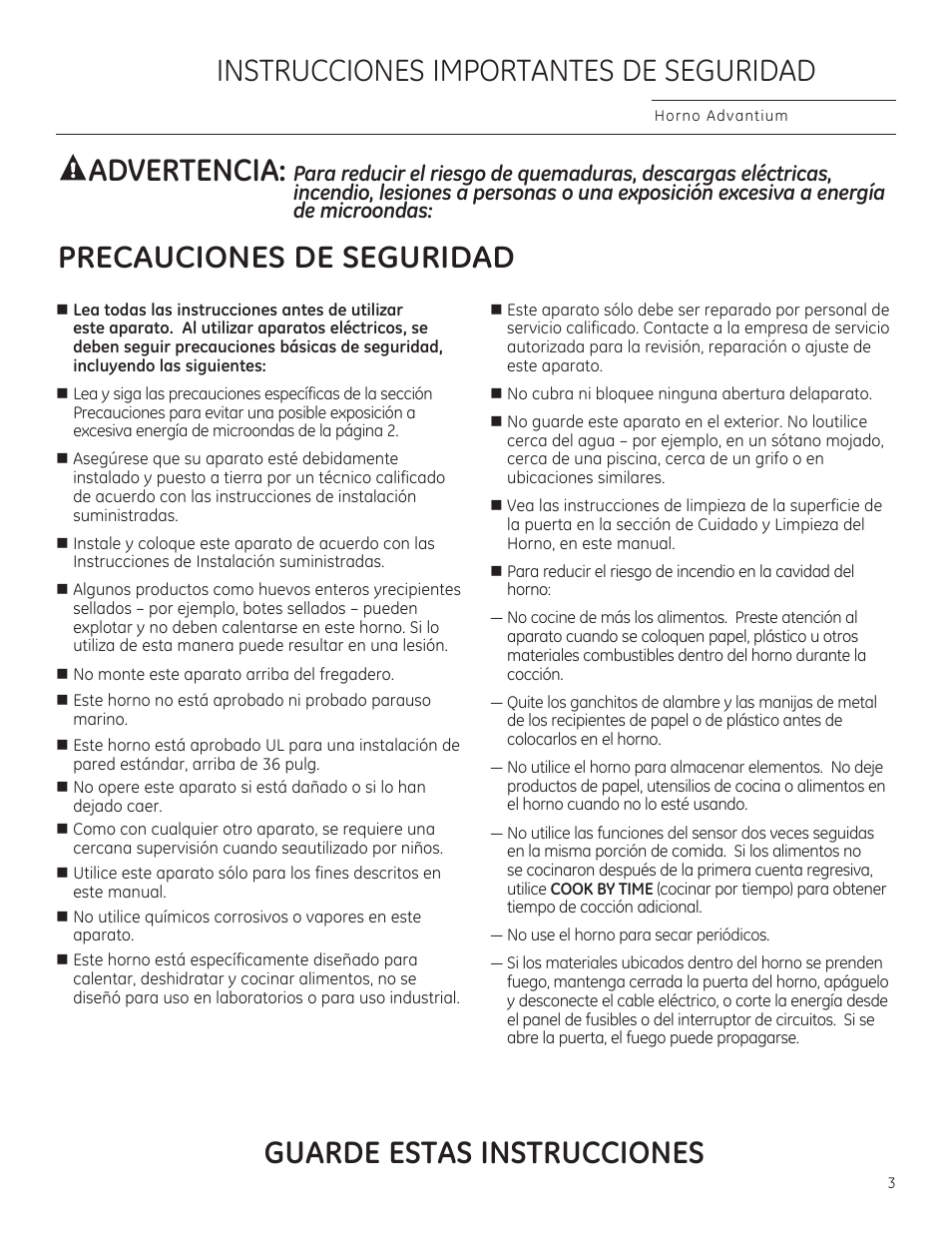 Instrucciones importantes de seguridad advertencia | GE PSB9240DFBB User Manual | Page 43 / 76