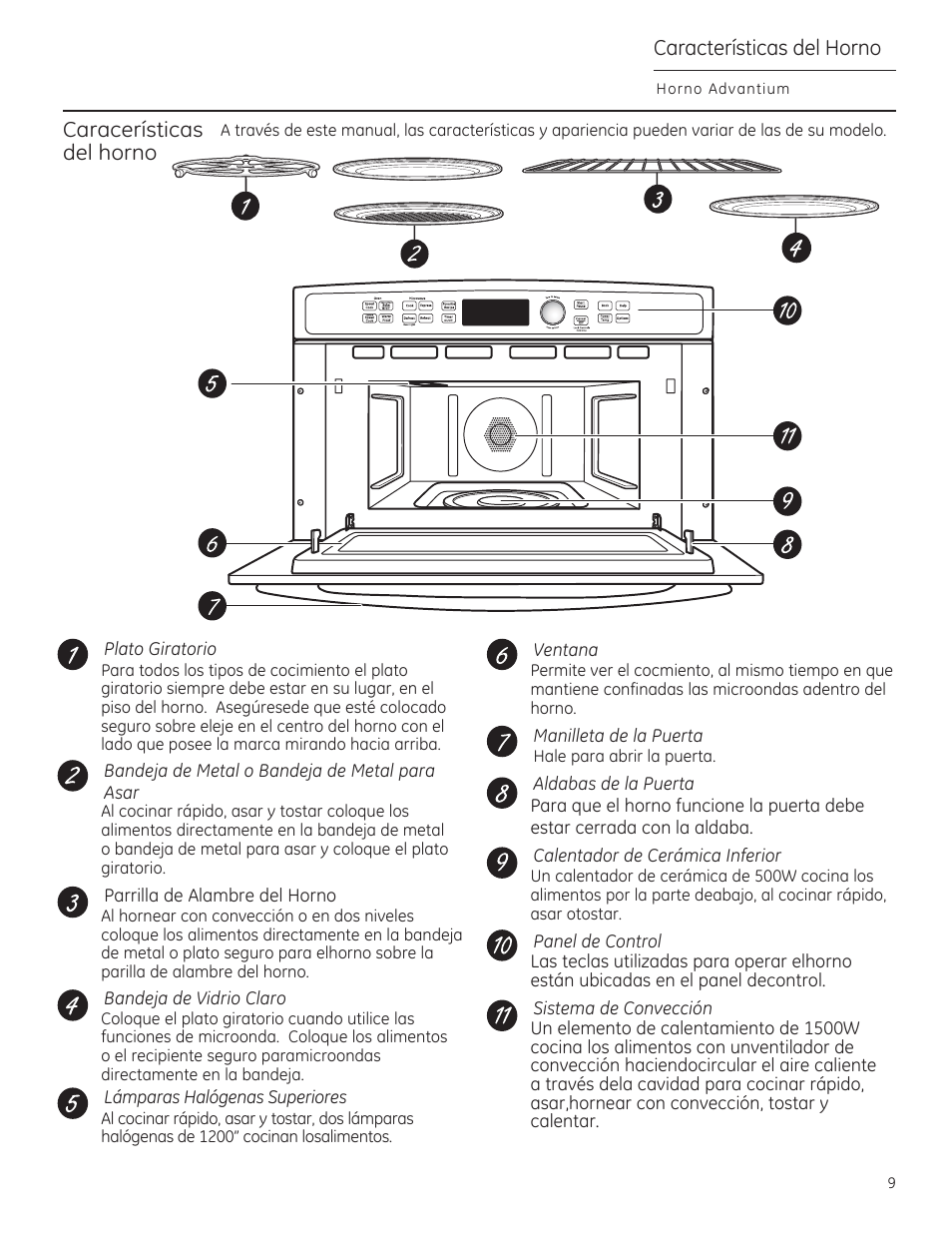 Características del horno, Caracerísticas del horno | GE PSB9240DFBB User Manual | Page 49 / 76