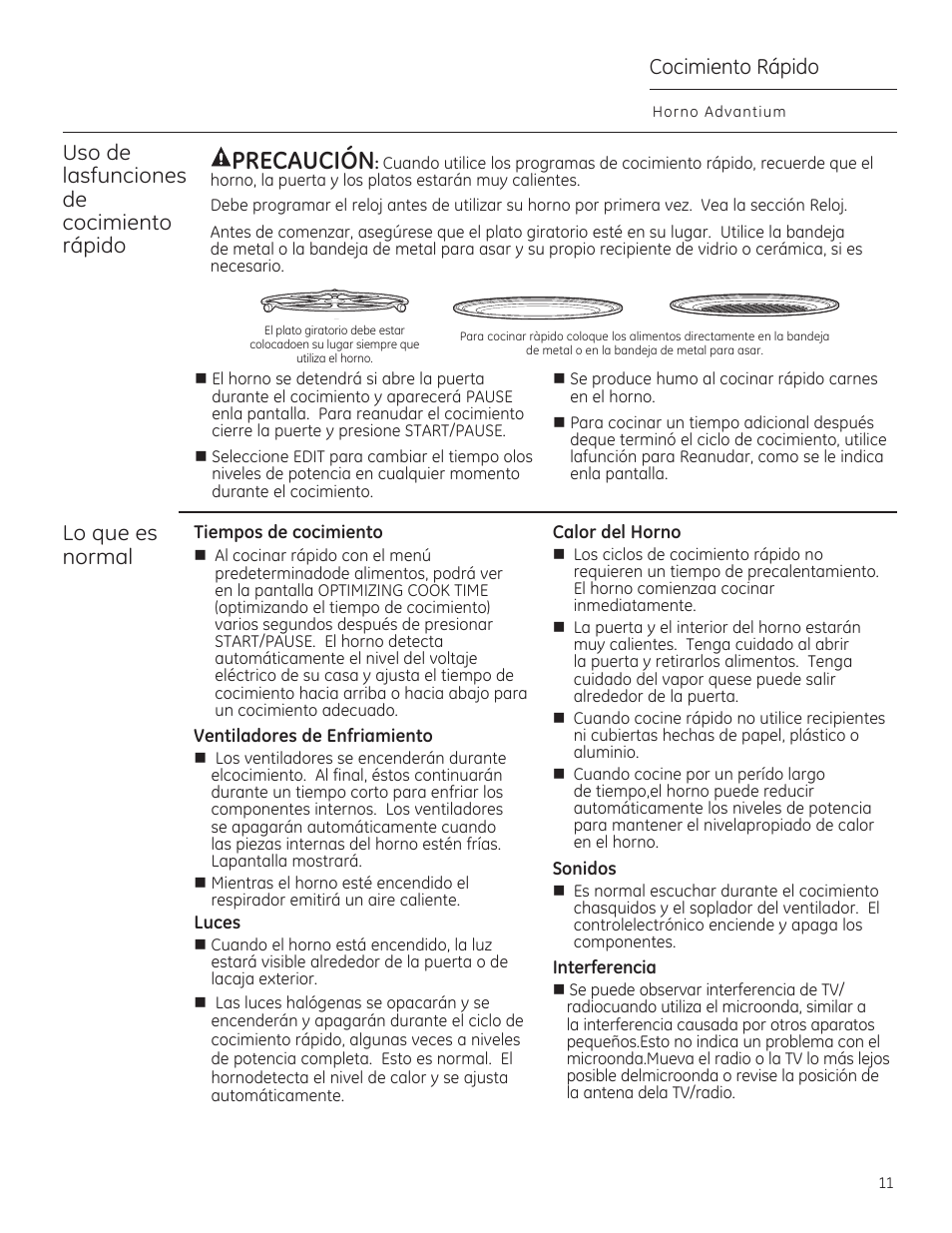 Precaución, Cocimiento rápido, Uso de lasfunciones de cocimiento rápido | Lo que es normal | GE PSB9240DFBB User Manual | Page 51 / 76