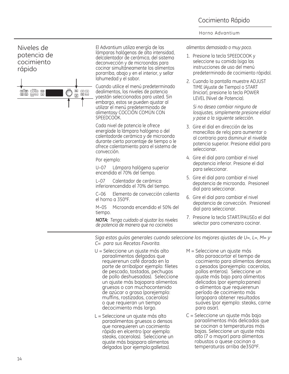 Cocimiento rápido, Niveles de potencia de cocimiento rápido | GE PSB9240DFBB User Manual | Page 54 / 76