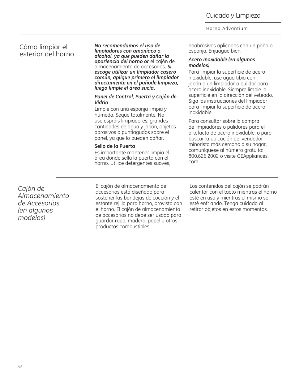 Cuidado y limpieza, Cómo limpiar el exterior del horno | GE PSB9240DFBB User Manual | Page 72 / 76