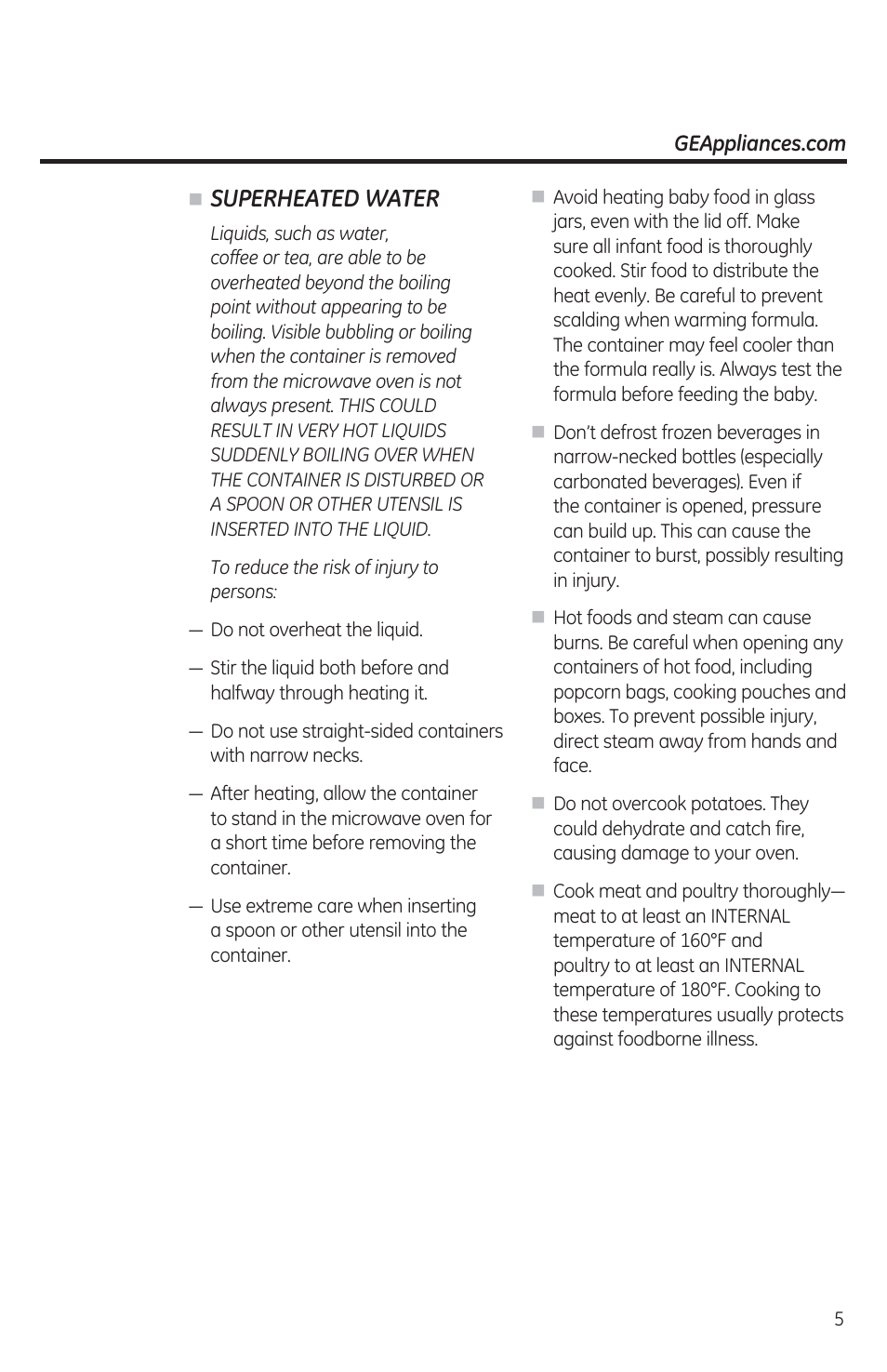 GE JES1460DSBB User Manual | Page 5 / 72