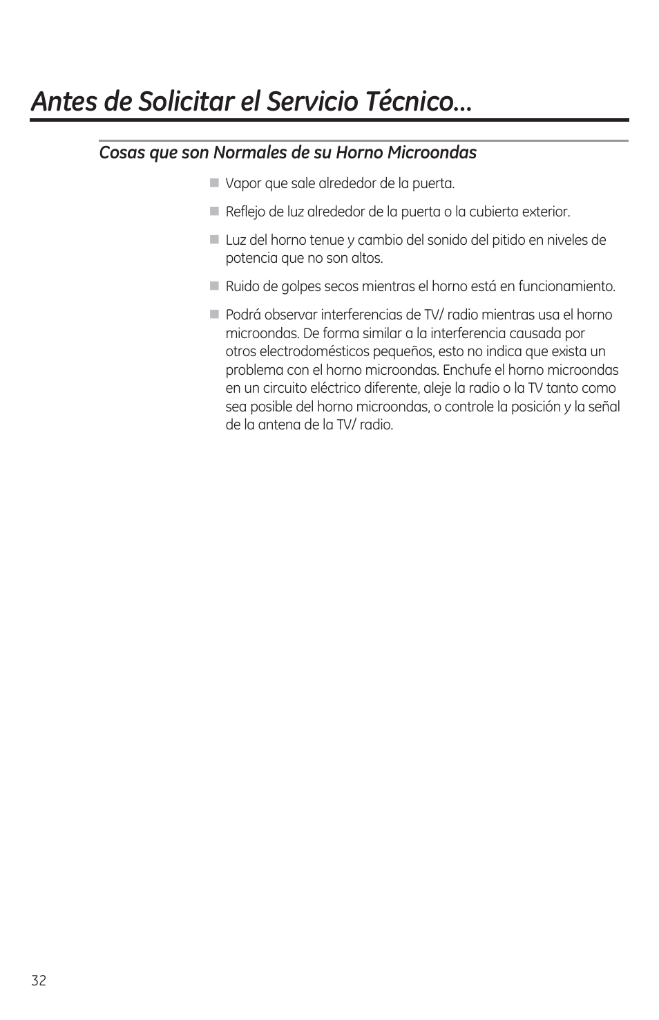 Cosas que son normales de su horno microondas, Antes de solicitar el servicio tecnico | GE JES1460DSBB User Manual | Page 68 / 72