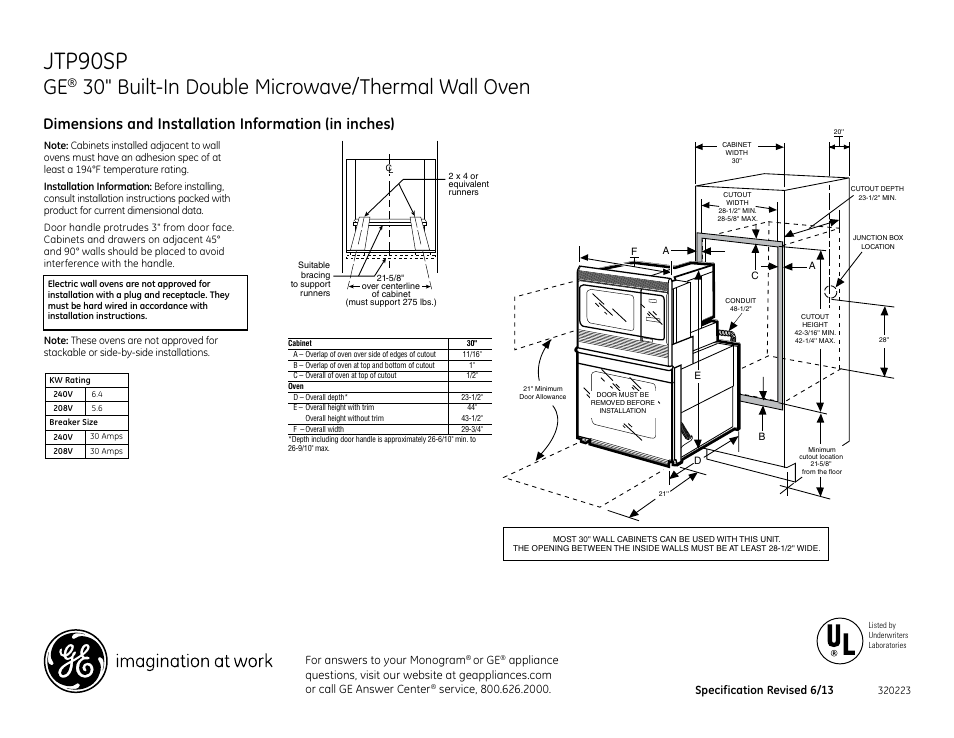 GE JTP90SPSS User Manual | 2 pages