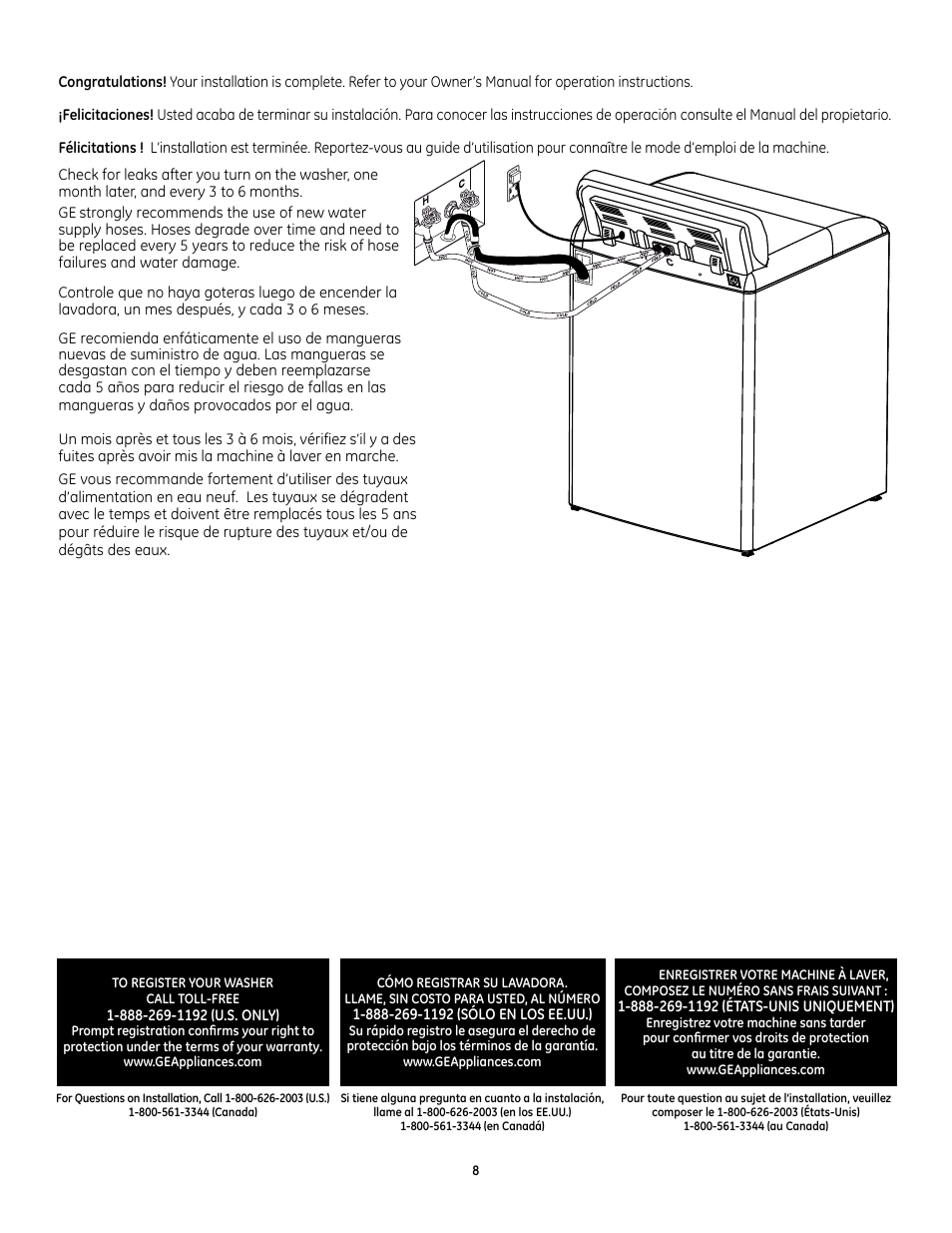 GE GTWS8655DMC User Manual | Page 8 / 8