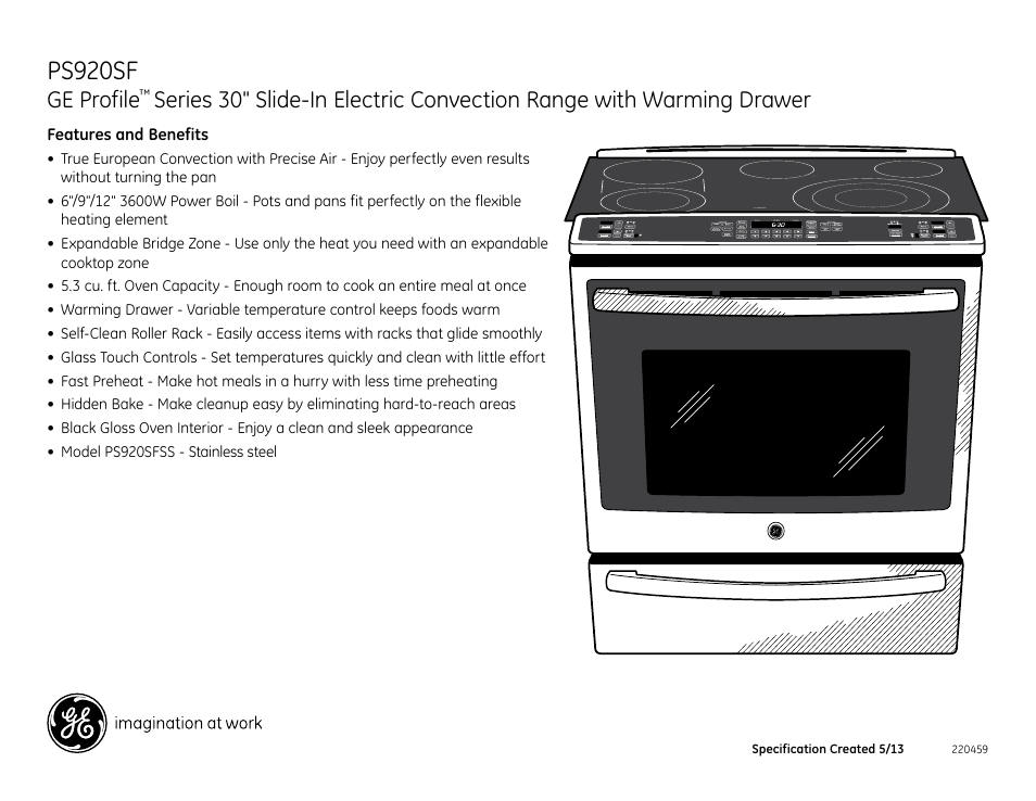 Ps920sf, Ge profile | GE PS920SFSS User Manual | Page 2 / 2