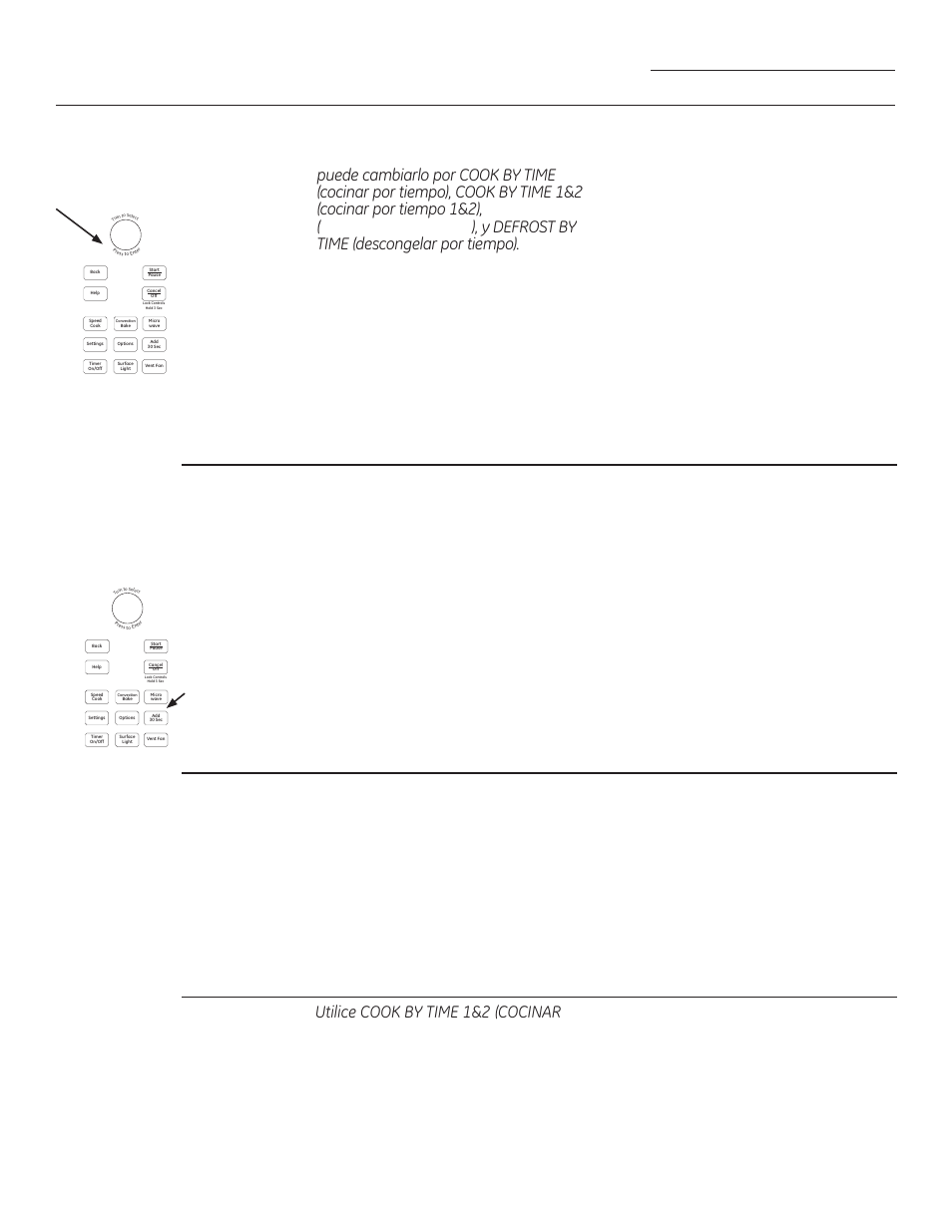 Cocimiento con tiempo, Niveles de potencia de microonda, Cocinando en el microonda | Cocimiento con tiempo 1 y 2 | GE PSA9240DFBB User Manual | Page 64 / 80