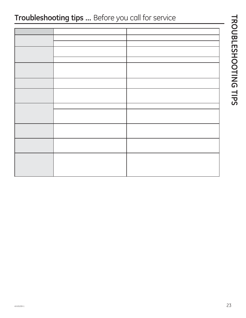 Tr oubleshoo ting tips | GE JGBS10GEFSA User Manual | Page 23 / 24