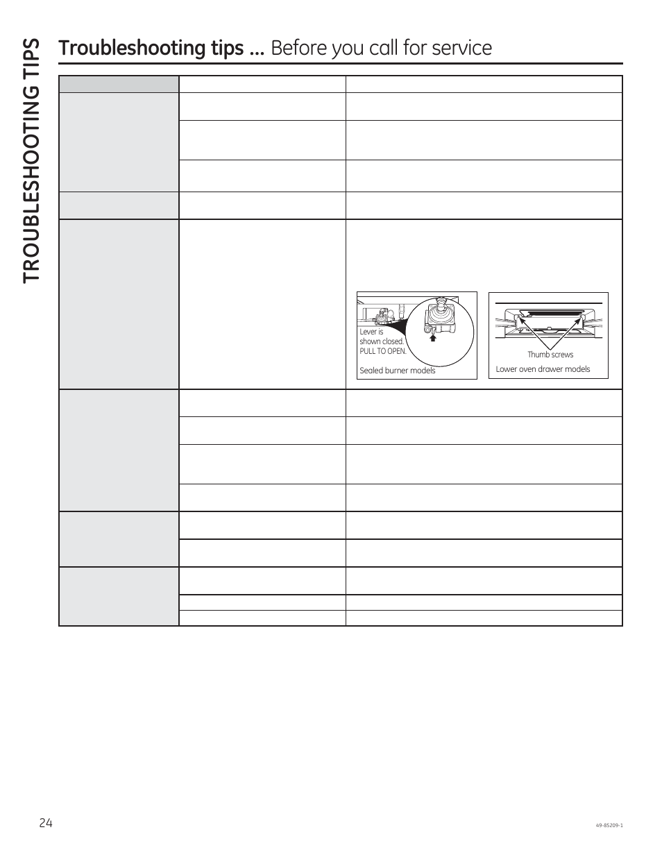 Tr oubleshoo ting tips | GE JGBS10GEFSA User Manual | Page 24 / 24