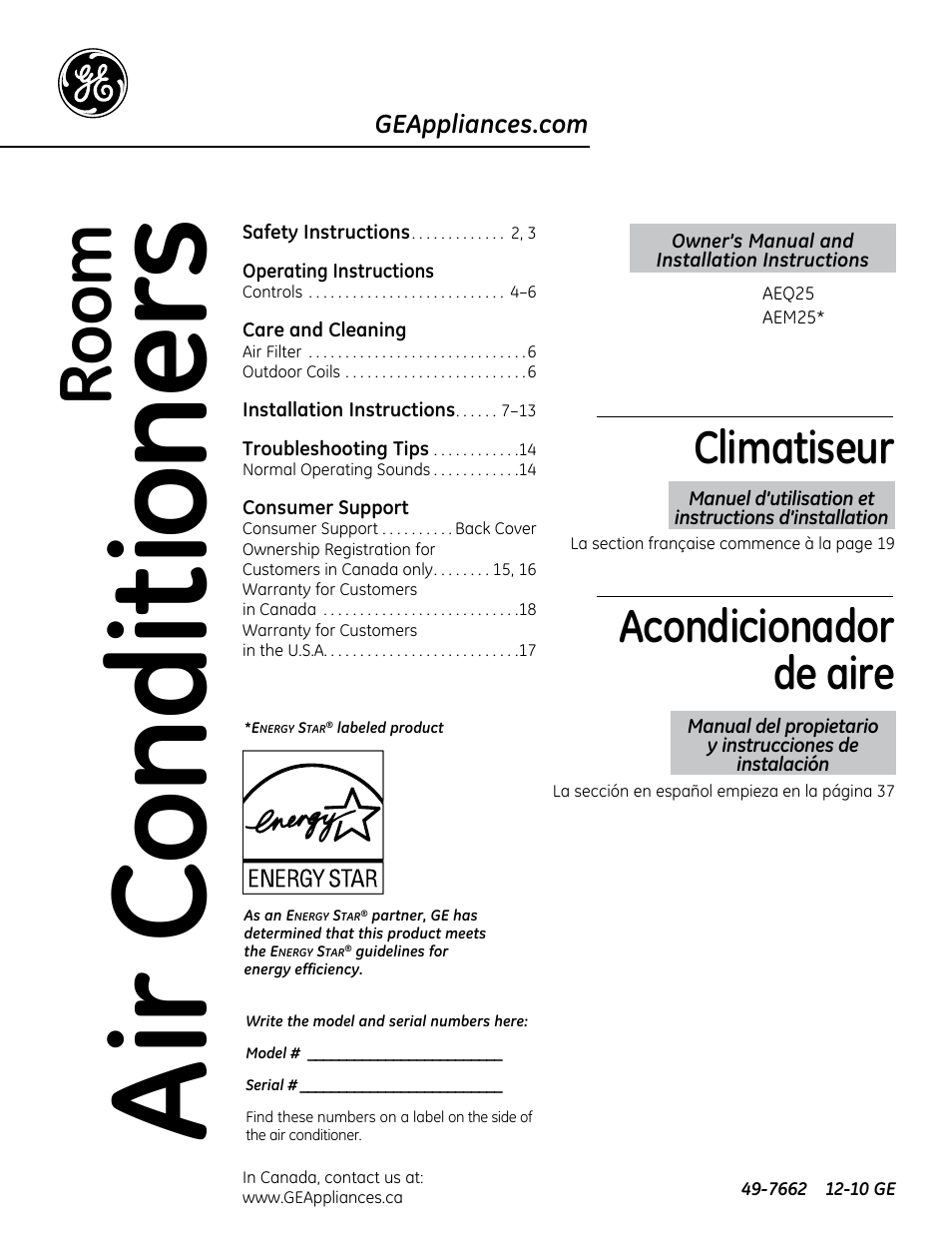 GE AEM25DP User Manual | 56 pages