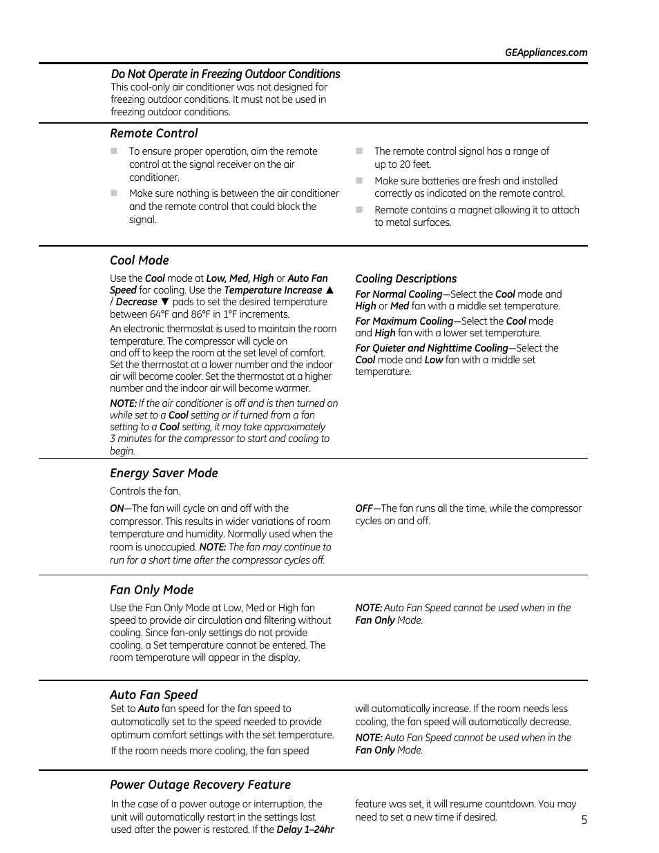 GE AEM25DP User Manual | Page 5 / 56