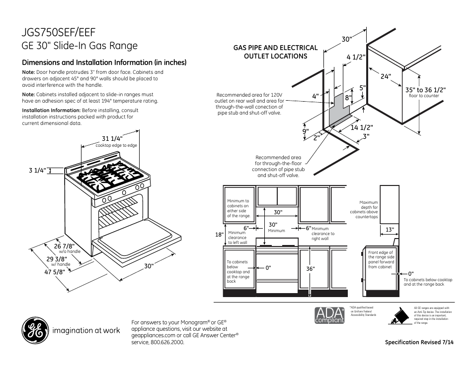 GE JGS750SEFSS User Manual | 2 pages