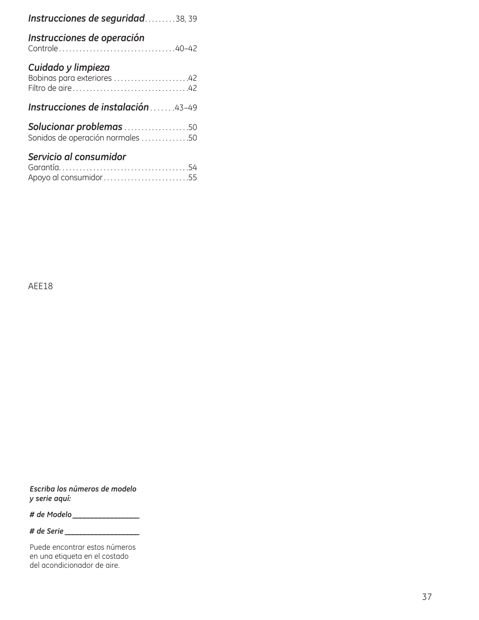 GE AEE18DR User Manual | Page 37 / 56