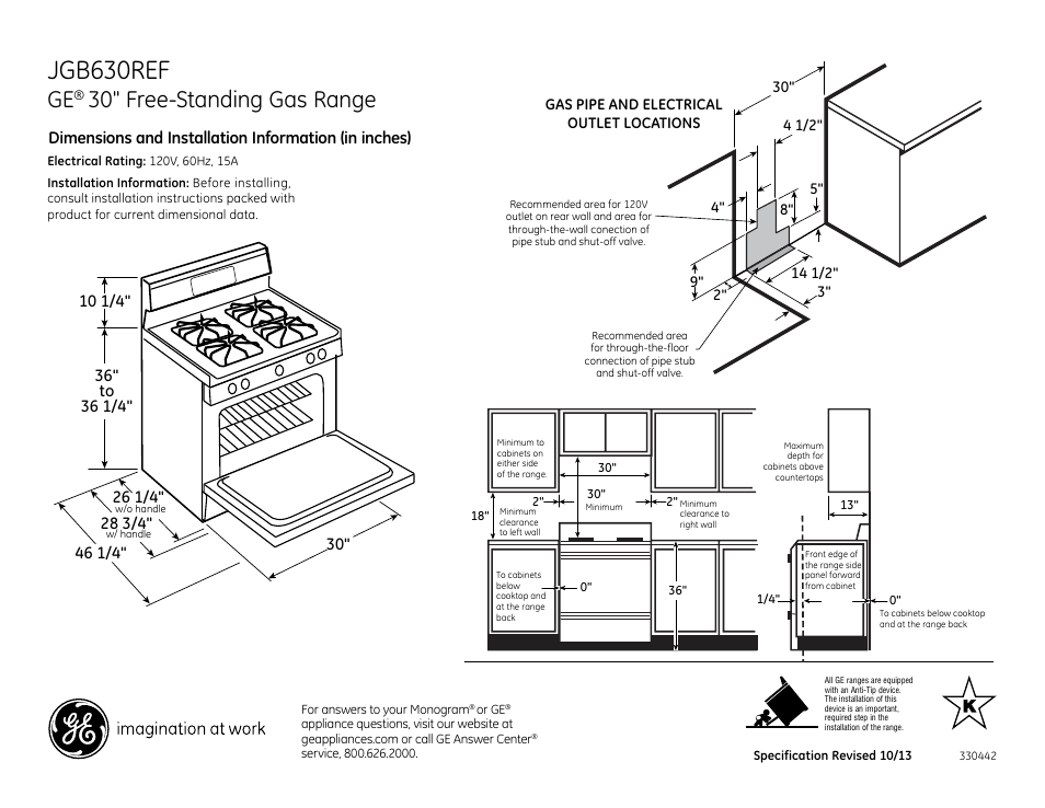 GE JGB630REFSS User Manual | 2 pages
