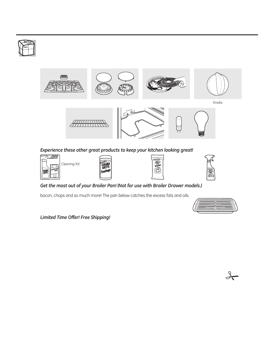 Accessories, Broiler pan order form | GE PT970DRWW User Manual | Page 46 / 100