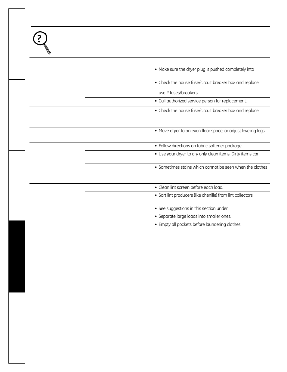 Before you call for service | GE DSKS333ECWW User Manual | Page 10 / 16