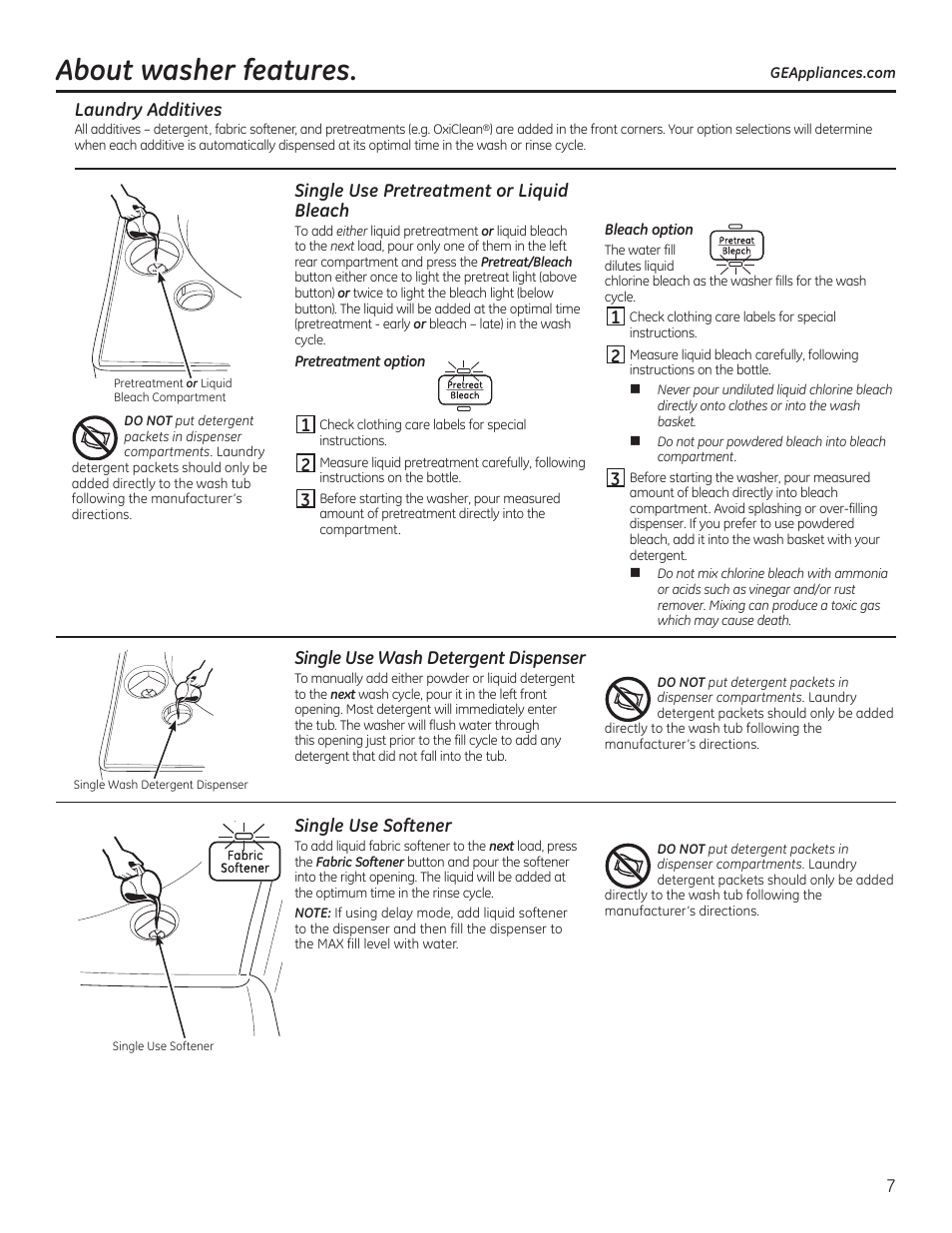 About washer features | GE GTWS8355HMC User Manual | Page 7 / 32