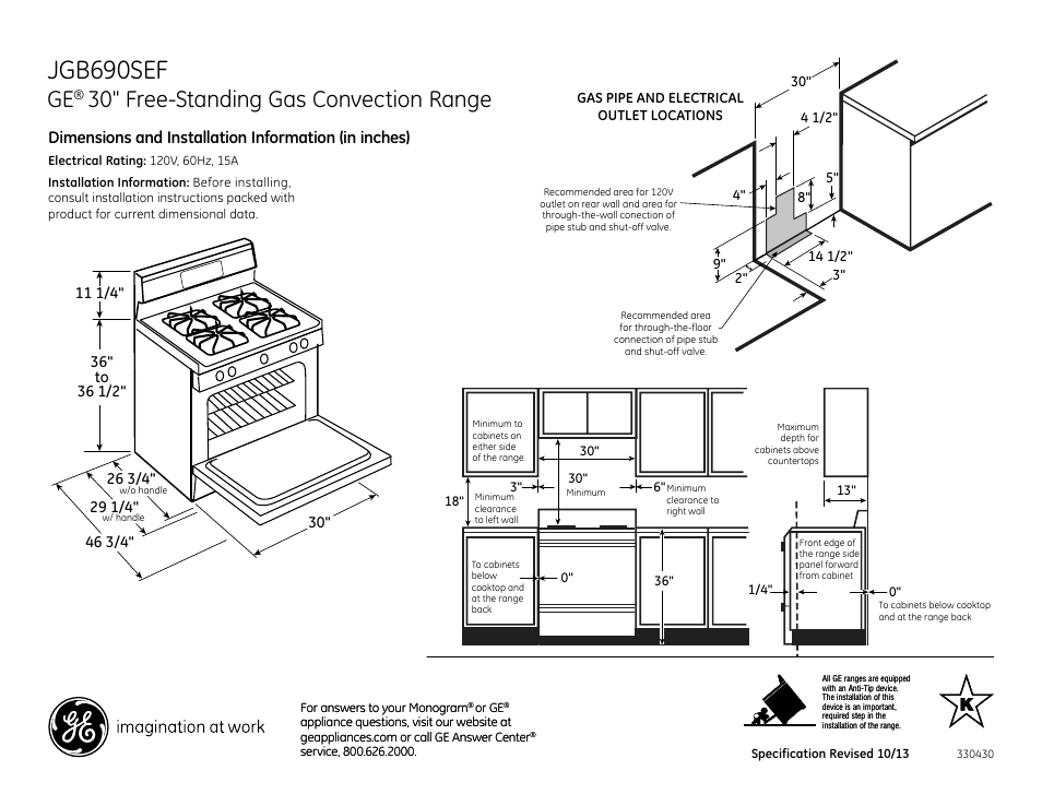 GE JGB690SEFSS User Manual | 2 pages