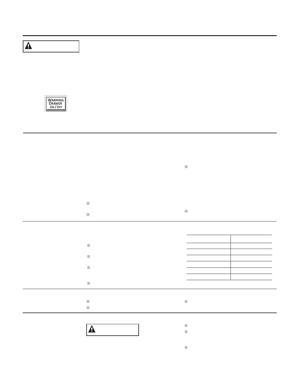 Using the warming drawer, Warning caution | GE JB850EFES User Manual | Page 21 / 88