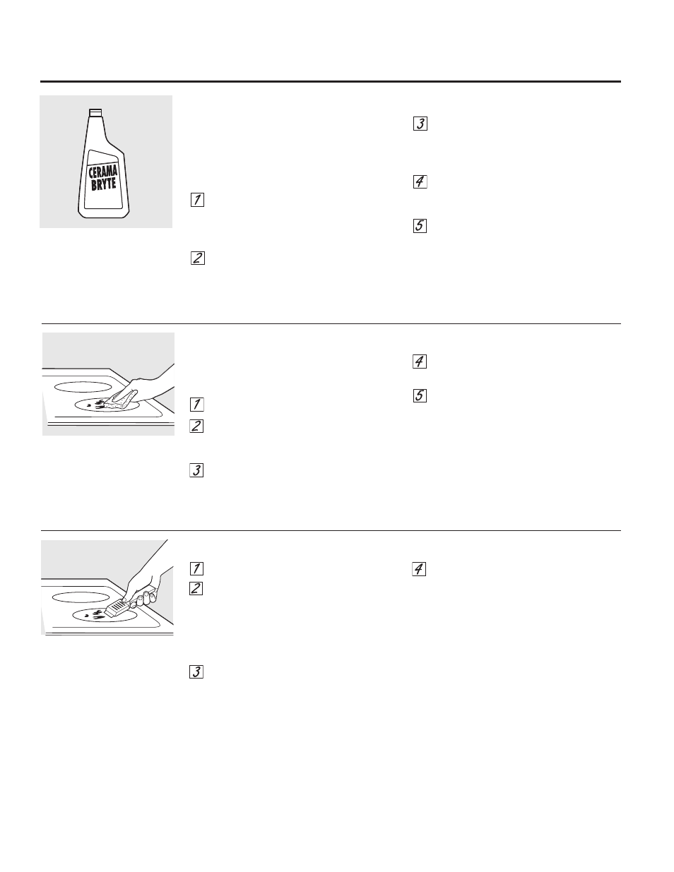 Cleaning the glass cooktop, Burned-on residue, Heavy, burned-on residue | Normal daily use cleaning, On some models) 34 | GE JB850EFES User Manual | Page 34 / 88