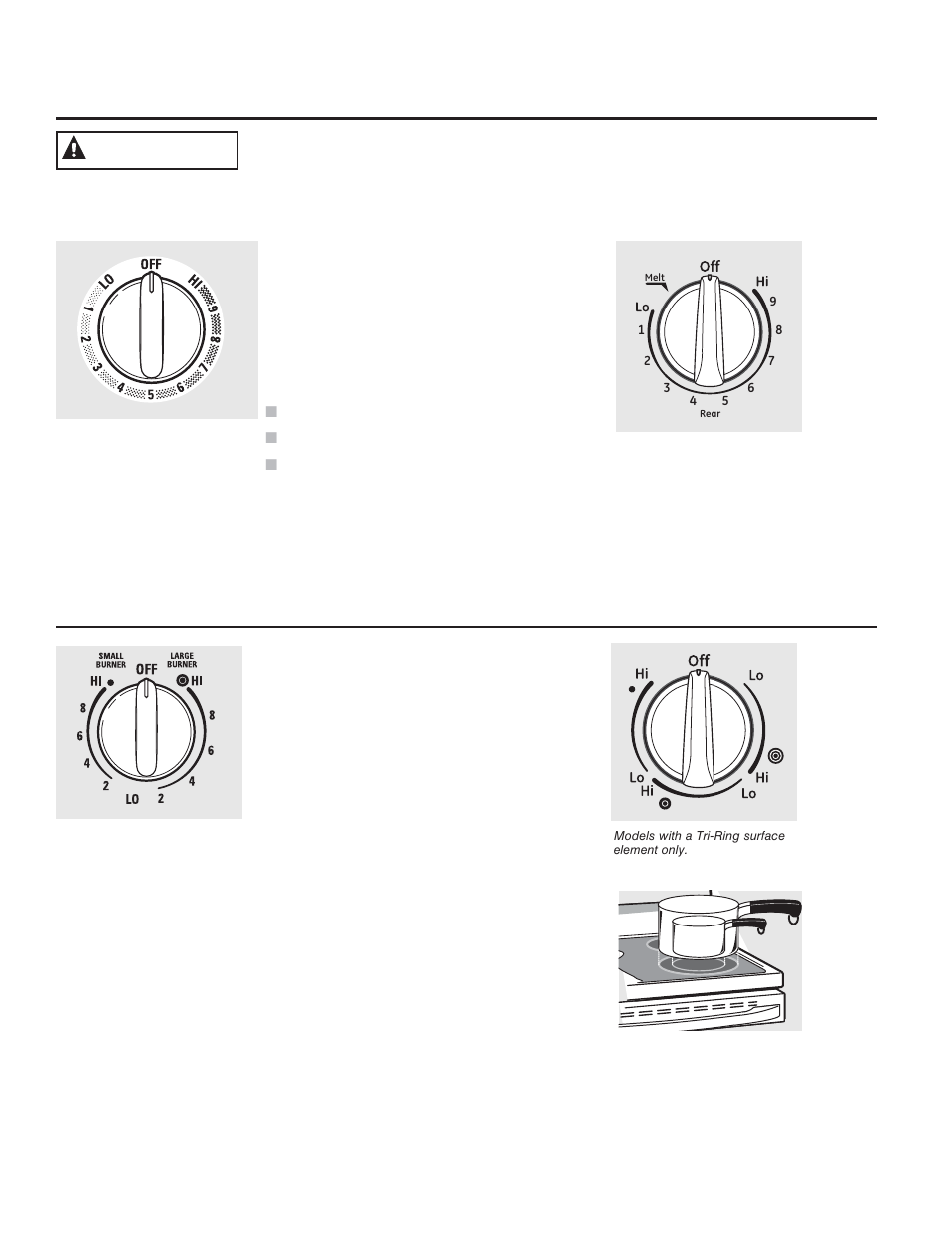 Using the surface units, Warning | GE JB850EFES User Manual | Page 6 / 88