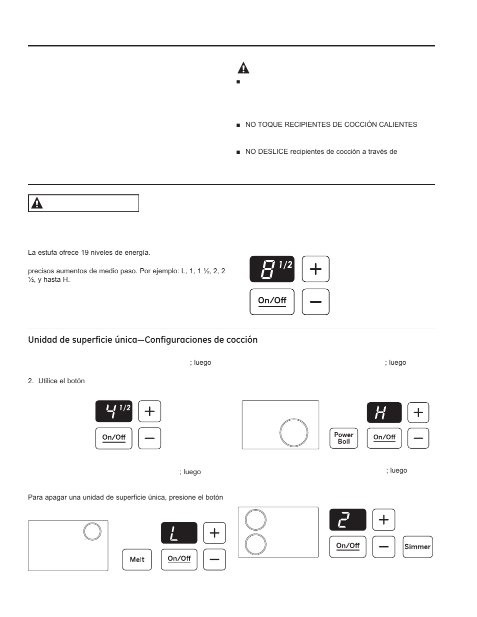 Precaución, Advertencia | GE PHS920SFSS User Manual | Page 37 / 56