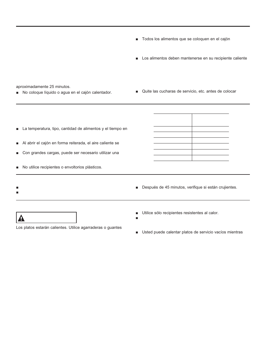 Cajón para calentar, Precaución | GE PHS920SFSS User Manual | Page 47 / 56