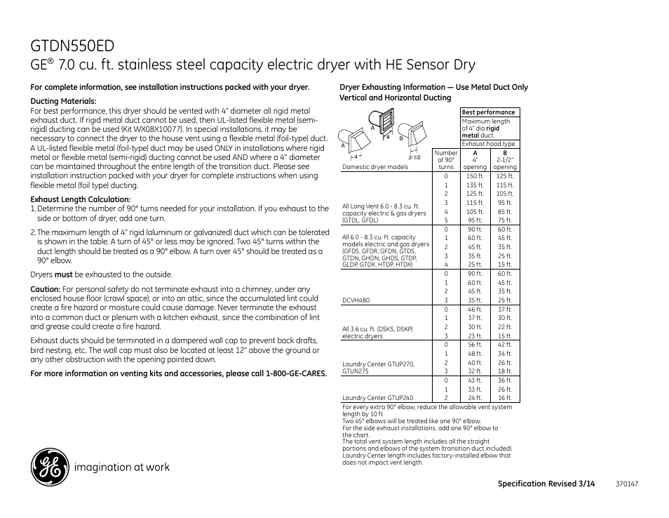 Gtdn550ed | GE GTDN550EDWW User Manual | Page 2 / 3