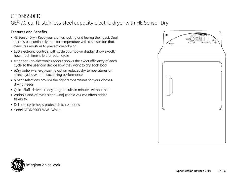 Gtdn550ed | GE GTDN550EDWW User Manual | Page 3 / 3
