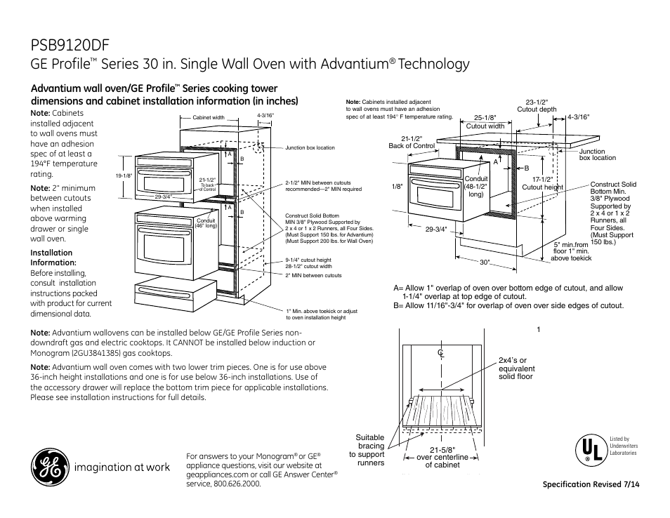 GE PSB9120DFBB User Manual | 3 pages